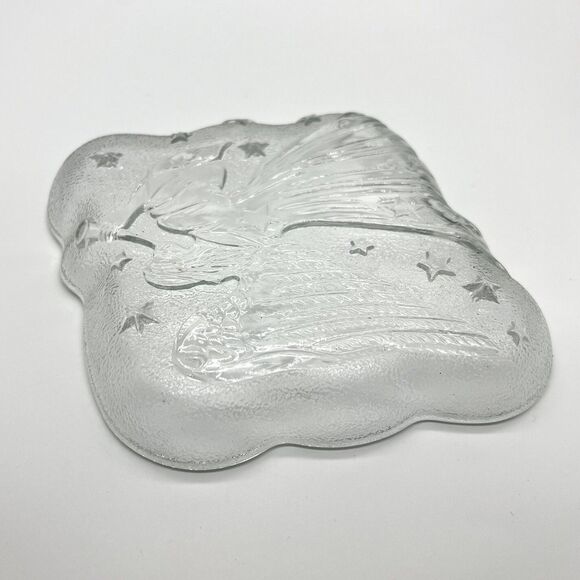 MIKASA Christmas Candy Nut Trinket Dish Clear Glass 7” Trumpeting Angel w/Stars - Picture 4 of 7